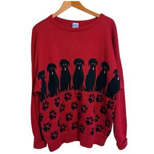 Unique 1 Native Mainer Cable Dog Knit Sweater Size Large